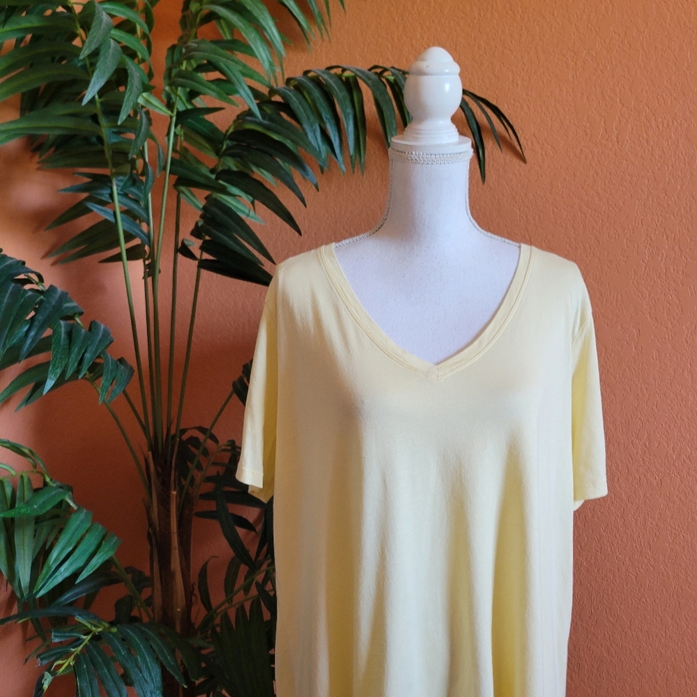 3/$25 Members Mark Essential V Neck Tee Shirt Soft XXL Butter Yellow Modal